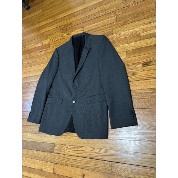 Hugo Boss Mens Blazer Jacket Sz 40L Gray Wool Houndstooth 2 Button Sport Coat - Picture 2 of 9